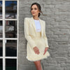 Eleganr Ladies Black Crop Blazer + Feather Suit Skirt Matching Sets Women 2023 Autumn Long-sleeved Skirts Blazer Suits