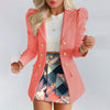 Elegant 1 Set Popular Turndown Collar Blazer Printed Skirt Temperament Blazer Skirt Lapel   for Wedding