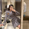 Elegant Autumn Woolen Blazer Sets Women Office Suits with High Waist Pleated Skirt Korean Set Woman 2 Pieces College Skirts Chic