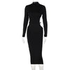 Elegant Backless Long Sleeve Bodycon Dress Women Black Cut Out Sexy Party Club Tight Wrap Midi Dresses Autumn  Items