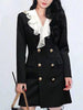 Elegant Black V-neck Flounce Mid Suit Dress Ladies 2023 Fall Commuting Double Breasted Long Sleeve Mid-length Blazer Women