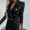 Elegant Blazer Metal Buttons Skin-touch Warm Women Solid Color Formal Suit Coat   Women Blazer  Outerwear