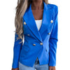 Elegant Blazer Metal Buttons Skin-touch Warm Women Solid Color Formal Suit Coat   Women Blazer  Outerwear
