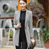 Elegant Blue Blazer Casual Mujer Long Sleeve Formal Plaid Tunic Blazers Office Jackets Longblazer Damen Ladies Blazers P6C1194