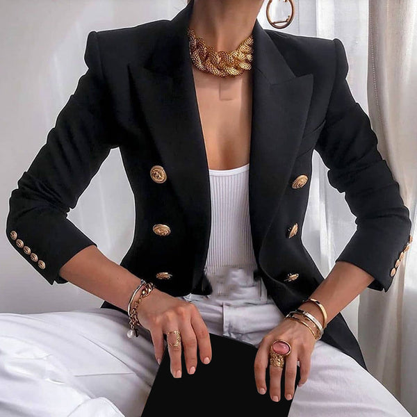 Elegant Business Office female blazer Luxurious evening party abrigo mujer Women Solid Button Suit Jacket Coat Outwear woman