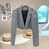 Elegant Business Suit Women's Jacket Autumn 2023 Retro Plaid Chic Suit Collar Long Sleeve Short Suit Blazer Coat Top Ladies