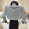 Elegant Business Suit Women's Jacket Autumn 2023 Retro Plaid Chic Suit Collar Long Sleeve Short Suit Blazer Coat Top Ladies