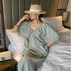 Elegant Casual Beach Solid Color Long Robe Bat Half Sleeve Loose Sexy V Neck Backless Lace Up Dress Vacation Midi Vestidos Prom