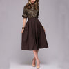 Elegant Dress 2022 Spring and Autumn Women O-neck 3/4 Sleeve Knee-length Dress Women Dress with Ruffles Office Dress Vestidos