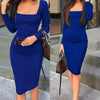 Elegant Dress Women Long Sleeve Bodycon Dress Ladies Autumn Casual Dress Party Dress Xmas Warm Cotton Winter Dress