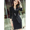 Elegant Designer Office Suit Long Sleeve Single Breasted Notched Womens Uniform Business Blazer with Skirt Plus Size