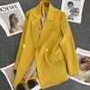 Elegant Vintage Women Casual Long Sleeve Solid Blazer Lapel Office Ladies Double Breasted Temperament Blazer Clothing