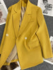 Elegant Vintage Women Casual Long Sleeve Solid Blazer Lapel Office Ladies Double Breasted Temperament Blazer Clothing