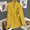 Elegant Vintage Women Casual Long Sleeve Solid Blazer Lapel Office Ladies Double Breasted Temperament Blazer Clothing