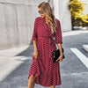 Elegant Floral Maxi Dresses For Women V-Neck Polka Dot Print 2023 Spring And Summer Casual Dress Robe Ladies Wedding Party Cloth