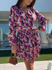 Elegant Floral Print Ruffle Mini Dress Dress Spring Summer Casual Long Sleeve A-Line Dress Sexy V Neck Elastic Waist Mini Dress