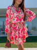 Elegant Floral Print Ruffle Mini Dress Dress Spring Summer Casual Long Sleeve A-Line Dress Sexy V Neck Elastic Waist Mini Dress