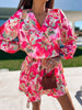 Elegant Floral Print Ruffle Mini Dress Dress Spring Summer Casual Long Sleeve A-Line Dress Sexy V Neck Elastic Waist Mini Dress