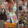 Elegant Formal Coats 2022 VONDA Women Long Sleeve Printed Suit Blazers Casual Turn Down Collar Office Jackets Outerwear Veste