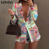 Elegant Formal Coats 2022 VONDA Women Long Sleeve Printed Suit Blazers Casual Turn Down Collar Office Jackets Outerwear Veste