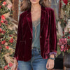 Elegant Golden Velvet Women Blazers Long Sleeve Big Pockets Single Button Autumn Winter Lapel Office Suit Jacket Coat Workwear