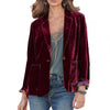 Elegant Golden Velvet Women Blazers Long Sleeve Big Pockets Single Button Autumn Winter Lapel Office Suit Jacket Coat Workwear
