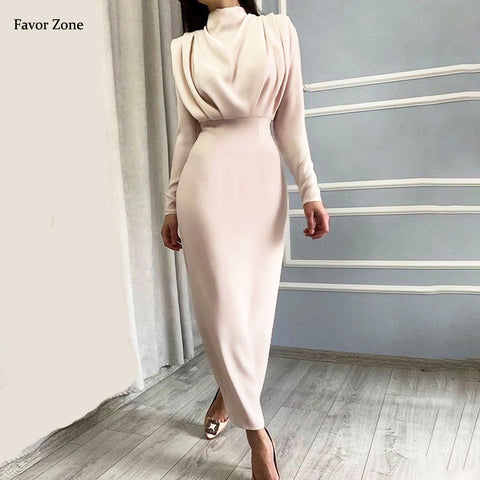 Elegant High Waist Solid Color Office Women Maxi Dress Autumn Winter Long Sleeve Bodycon Ruched Sexy Lady Evening Party Dresses