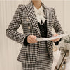 Elegant Houndstooth Women Skirt Suit One Button Slim Blazer & Mid-length Skirt 2022 Autumn Casual Plaid 2 Pieces Set feminino