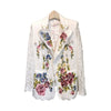 Elegant Korean Ladies Floral Embroidery Lace Lapel Blazer Autumn Long Sleeve Double Breasted Womens Slim Fit Coats