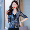 Elegant Ladies Blazer 2023 Spring Autumn Clothes Short Jacket Single Button Print Suit Coat Women Blazers Outerwear