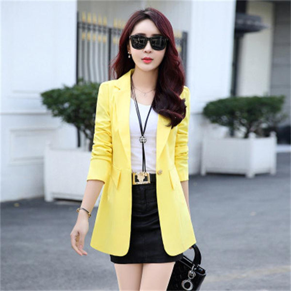Elegant Ladies Blazers Fashion Red Black Yellow Blazer Women Suit Jacket Work Office Bussines Blazer Women Long sleeves Blazer