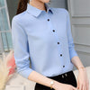 Elegant Ladies Long Sleeve Shirts 2022 Autumn White Pink Women Chiffon Blouse Female Work Wear Formal Office Shirts Plus Size