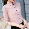 Elegant Ladies Long Sleeve Shirts 2022 Autumn White Pink Women Chiffon Blouse Female Work Wear Formal Office Shirts Plus Size