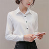 Elegant Ladies Long Sleeve Shirts 2022 Autumn White Pink Women Chiffon Blouse Female Work Wear Formal Office Shirts Plus Size