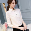 Elegant Ladies Long Sleeve Shirts 2022 Autumn White Pink Women Chiffon Blouse Female Work Wear Formal Office Shirts Plus Size