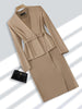 Elegant Ladies V-Neck Formal Skirt Suit Green Khaki Black Female Long Sleeve Two Piece Set Blazer for Business Work Wear