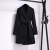Elegant Long Blazer Pleated Women Notched Long Sleeve Tunic Sashes Solid Slim Loose Blazers Female Spring