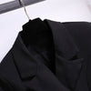 Elegant Long Blazer Pleated Women Notched Long Sleeve Tunic Sashes Solid Slim Loose Blazers Female Spring
