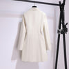 Elegant Long Blazer Pleated Women Notched Long Sleeve Tunic Sashes Solid Slim Loose Blazers Female Spring