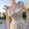 Elegant Long Flower Strap Dress Women Vintage Sweet Print Korean Slip Fairy Dress Casual Calssy Party Princess Dress Spring 2023