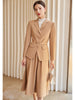 Elegant Office Ladies Formal Skirt Suit Women Apricot Pink Navy Long Sleeve Solid Two Piece Set Blazer for Business Work Wear