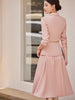 Elegant Office Ladies Formal Skirt Suit Women Apricot Pink Navy Long Sleeve Solid Two Piece Set Blazer for Business Work Wear