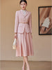 Elegant Office Ladies Formal Skirt Suit Women Apricot Pink Navy Long Sleeve Solid Two Piece Set Blazer for Business Work Wear