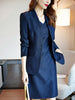 Elegant Office Ladies Skirt Suit for Business Work Interview Wear Women Green Coffee Navy Slim Blazer Two Piece Set
