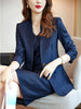 Elegant Office Ladies Skirt Suit for Business Work Interview Wear Women Green Coffee Navy Slim Blazer Two Piece Set