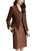 Elegant Office Ladies Skirt Suit for Business Work Interview Wear Women Green Coffee Navy Slim Blazer Two Piece Set