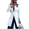 Elegant Office Lady Blazer White Women's Jacket Long Casual Suit Coat Autumn Simple Stand-up Collar Blazer Black Yellow