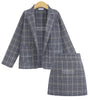 Elegant Office Plaid Suit Jacket + Skirt Suit Ladies Suits Autumn and Winter Long-sleeved Single-breasted Pocket Blazers