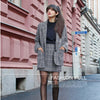 Elegant Office Plaid Suit Jacket + Skirt Suit Ladies Suits Autumn and Winter Long-sleeved Single-breasted Pocket Blazers