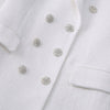 Elegant Office lady Textured blazer dress white 2023 Autumn winter Double breasted pockets Long tweed jacket Women's INKEO 2O077